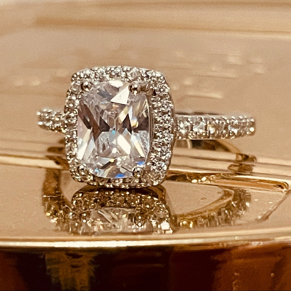 White Sapphire in Sterling Silver Low Profile Ring
